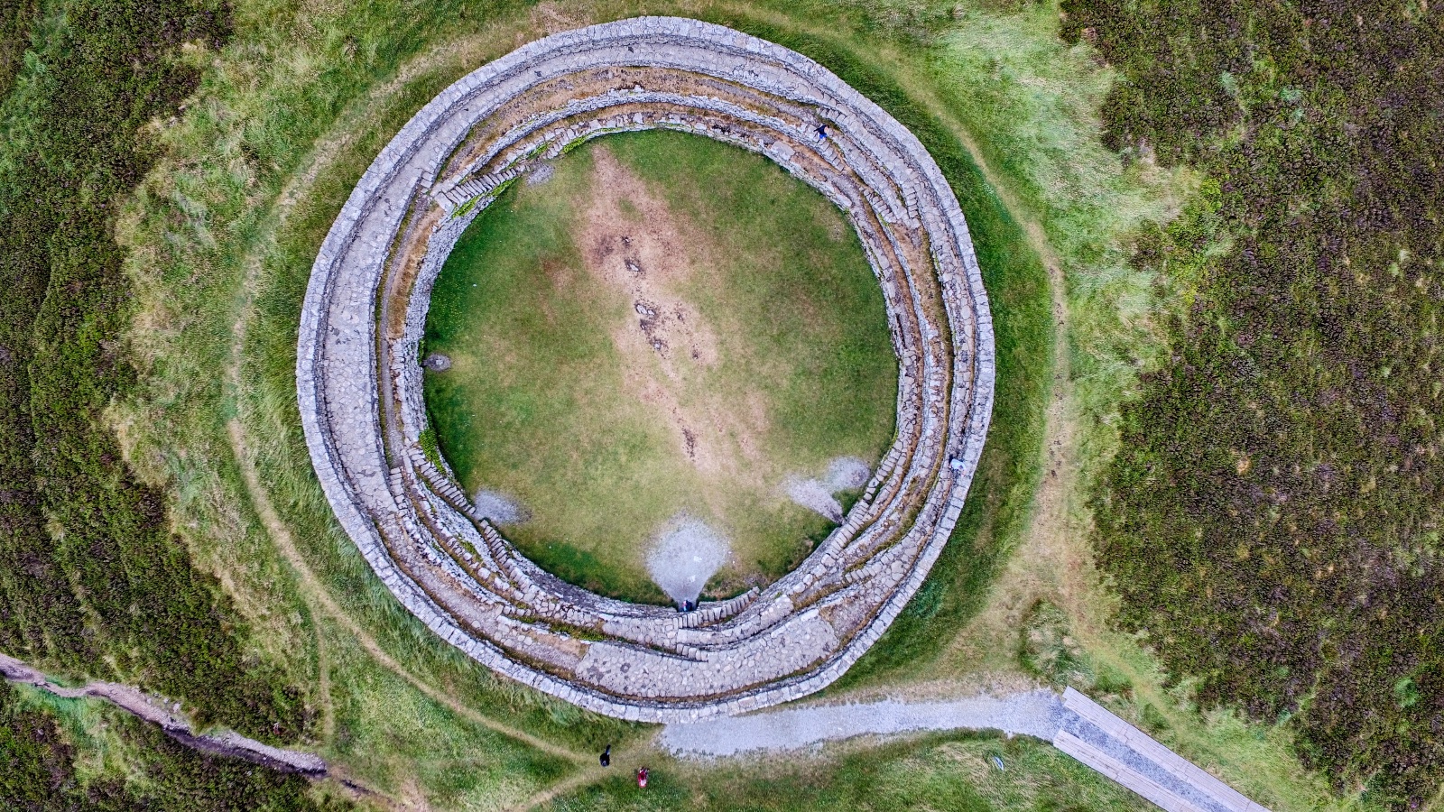 From straight above: the ring wall and its inner terraces.
