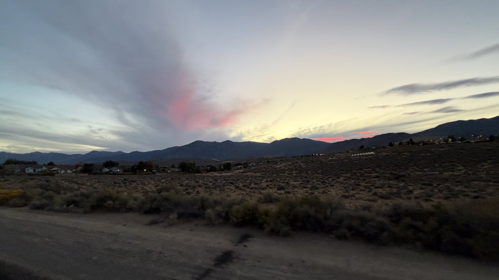 The last of the sunset, from the dirt road.