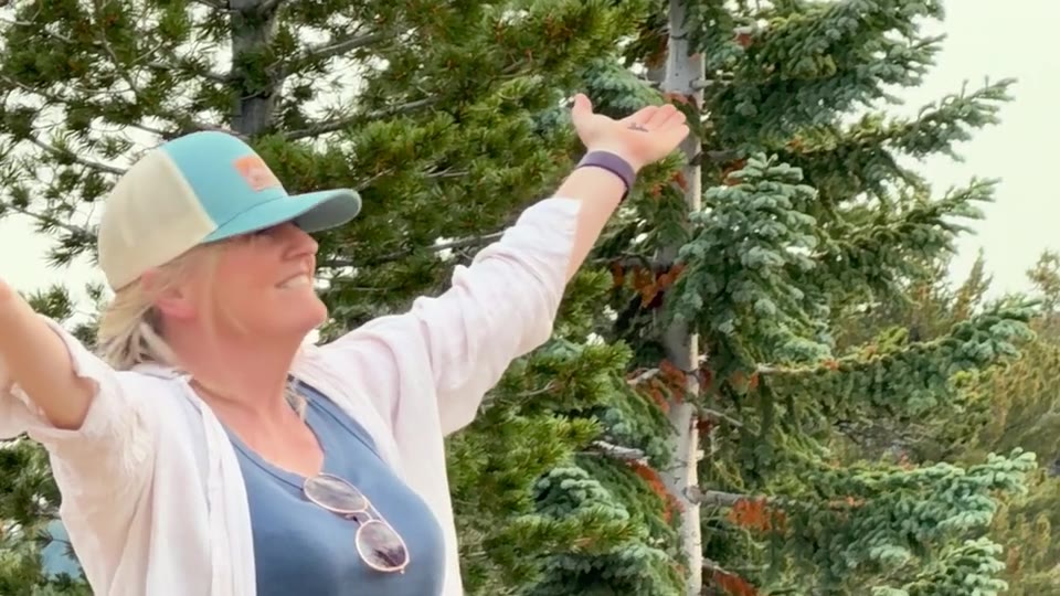 Helena with a chickadee