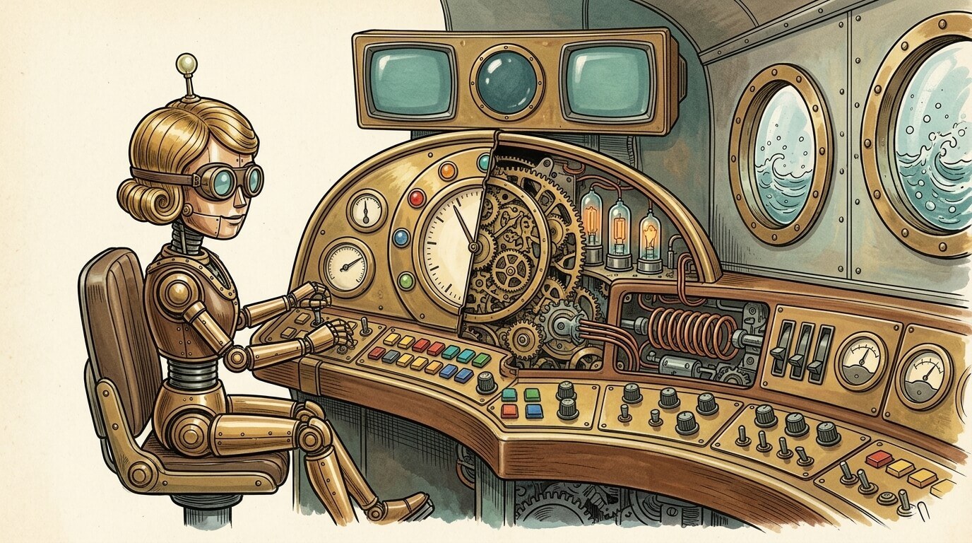 Our artist's impression of the works. Christian's actual machine runs on code, not clockwork; we checked.