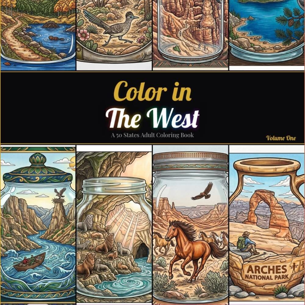 The cover of the book. Color in the West.