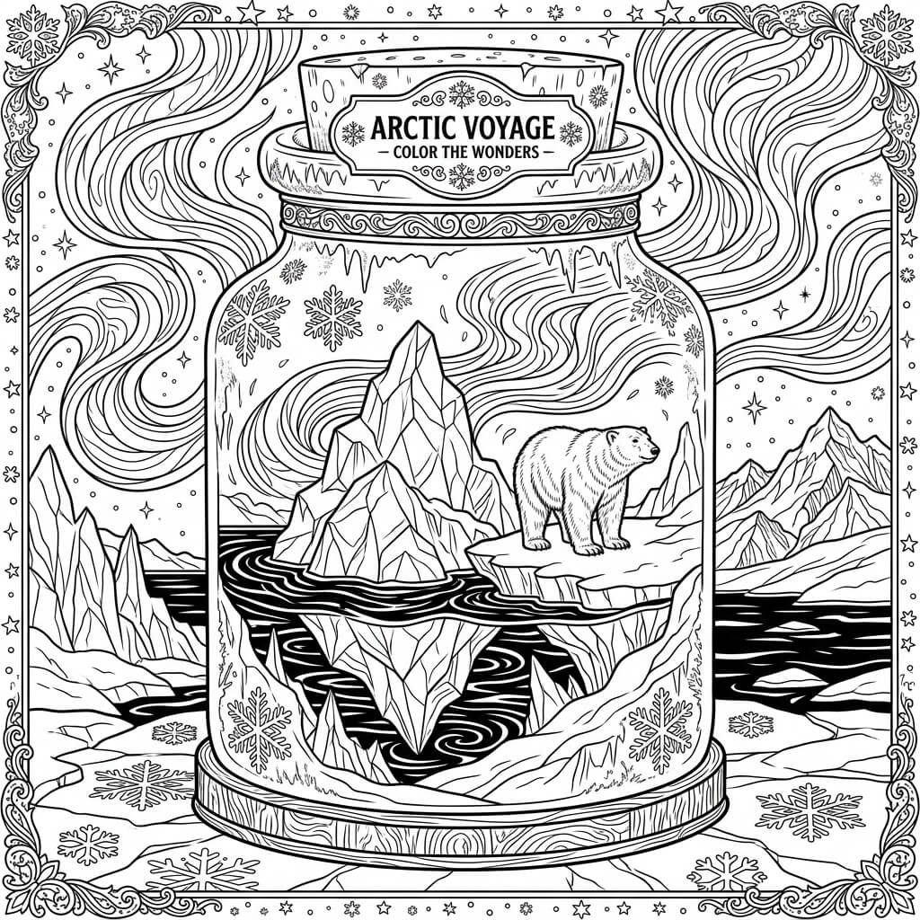 Polar jar scene - black and white.