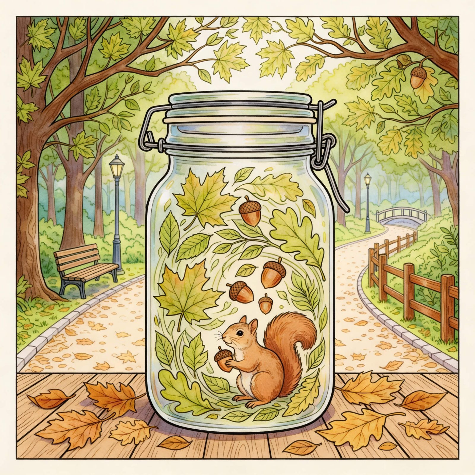 Fall and Squirrel Jar Scene - Color.