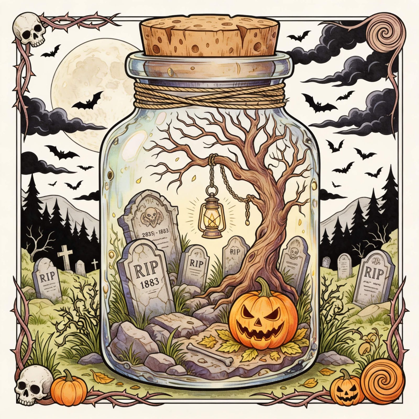 Gnarled Graveyard jar scene - color.