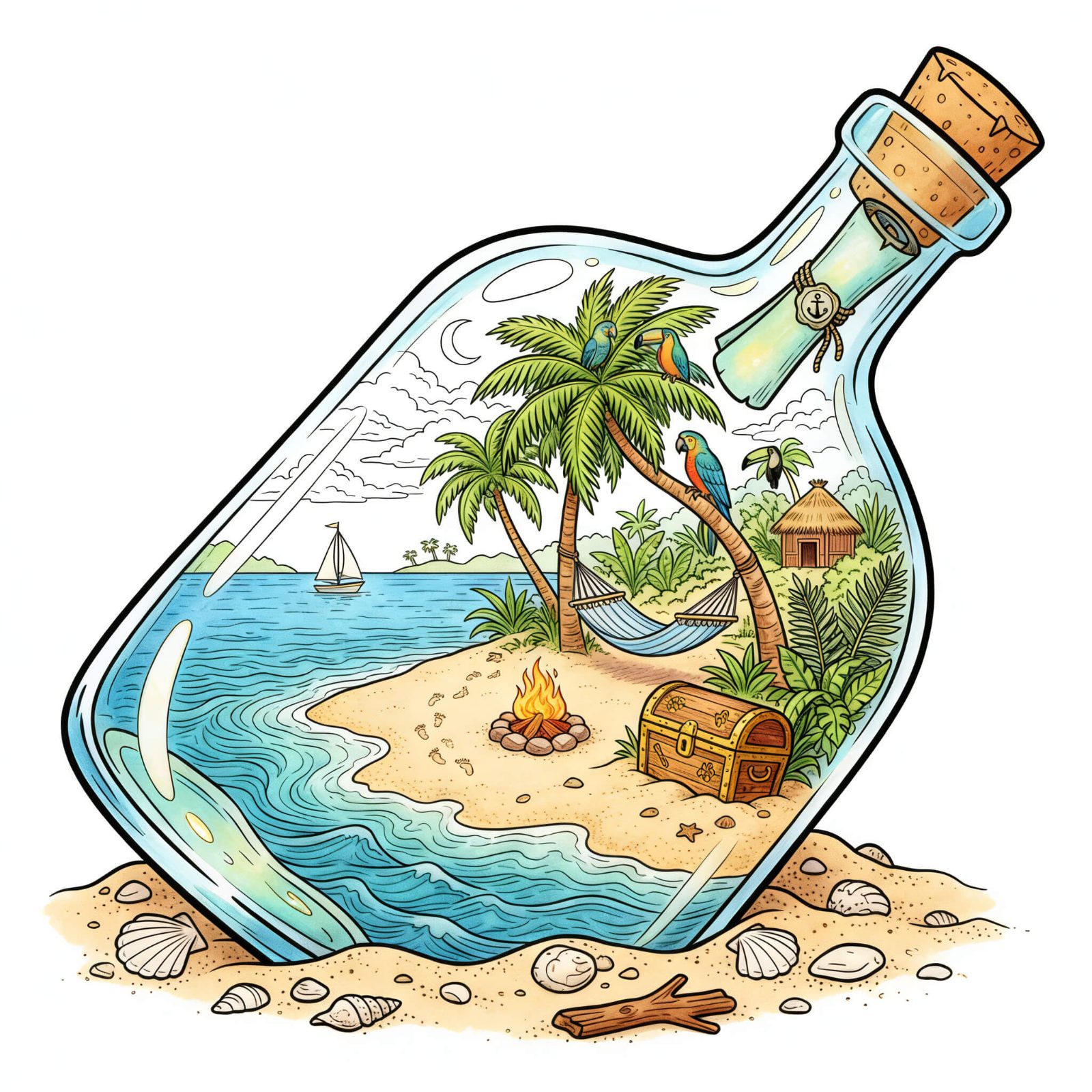 Pirate Treasure Jar Scene - color.