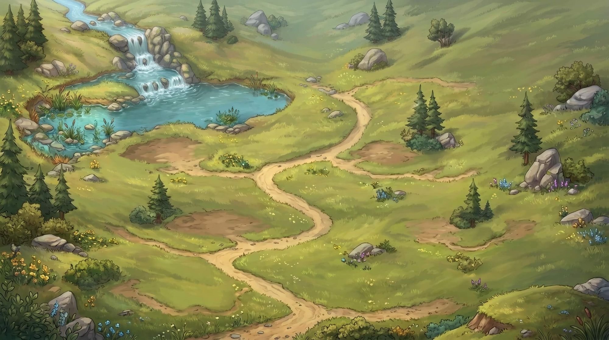 The same painting with every building taken away: the ground the places now stand on.