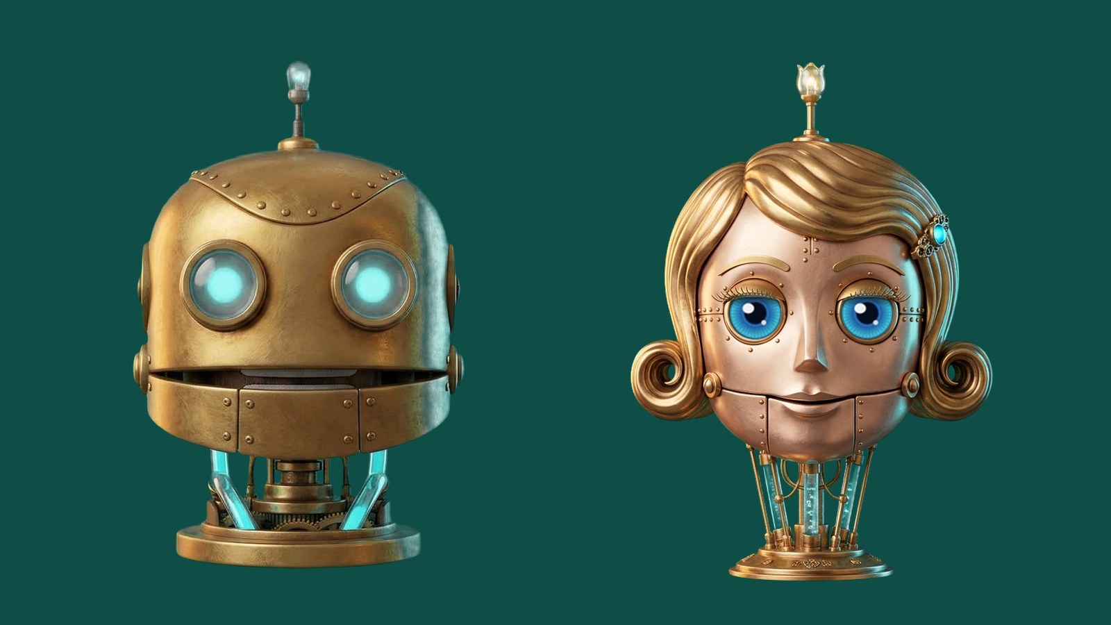 GlazyArray's first head, and hers. The voice changed because Helena didn't like the first one, so the robot changed too.