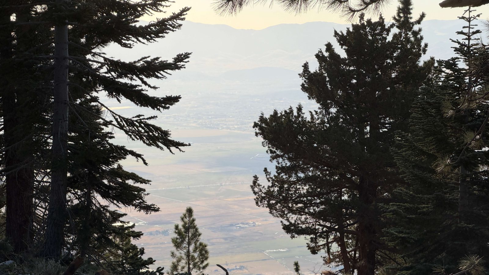 Looking down to Genoa from the trail up to Genoa peak.