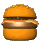 A hamburger, turning