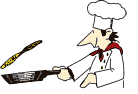 A chef flipping a pancake